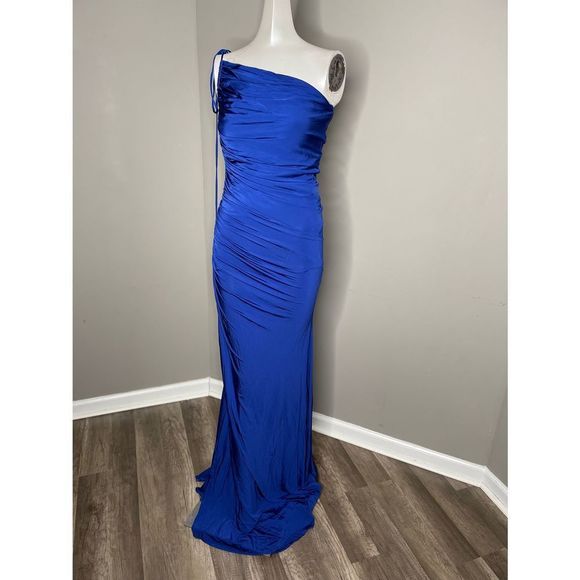 HALSTON ANJELICA ONE SHOULDER JERSEY GOWN - Picture 6 of 10